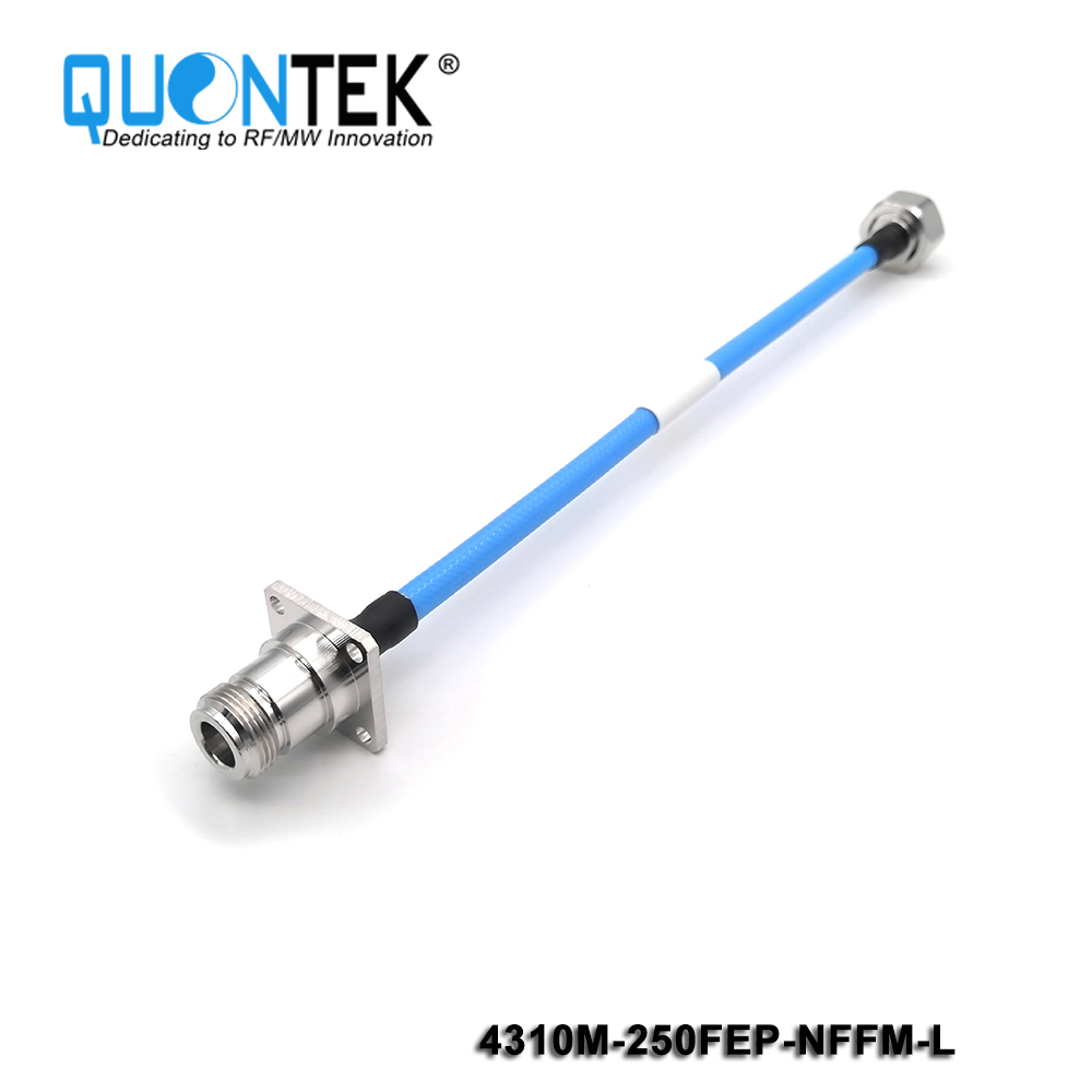 Low PIM Cable Assembly-4.3-10 male to N female 4-hole flange mounted with .250"Cable