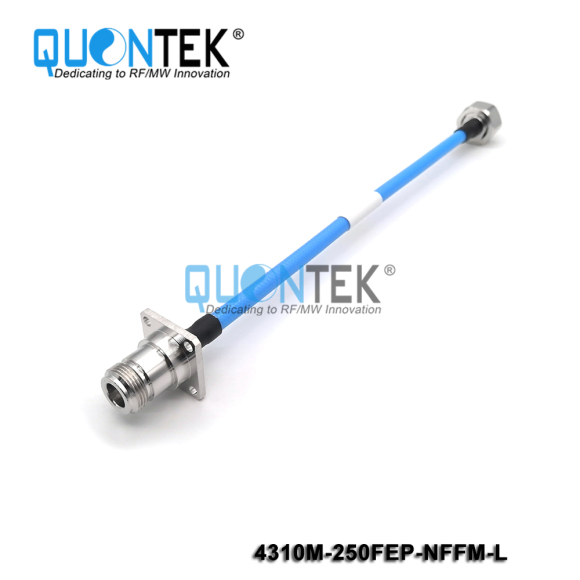 Low PIM Cable Assembly-4.3-10 male to N female 4-hole flange mounted with .250"Cable