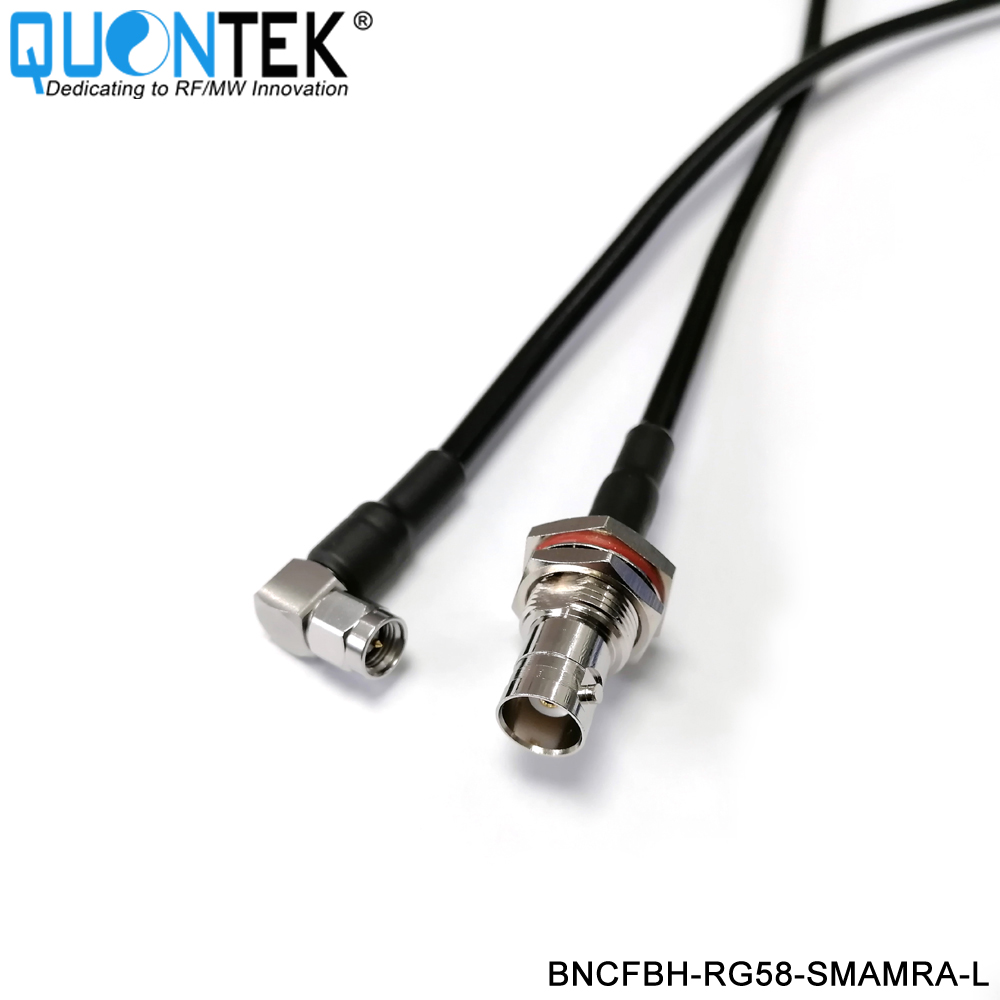 Cable Assembly, BNC female BH to SMA R/A male with RG58 cable