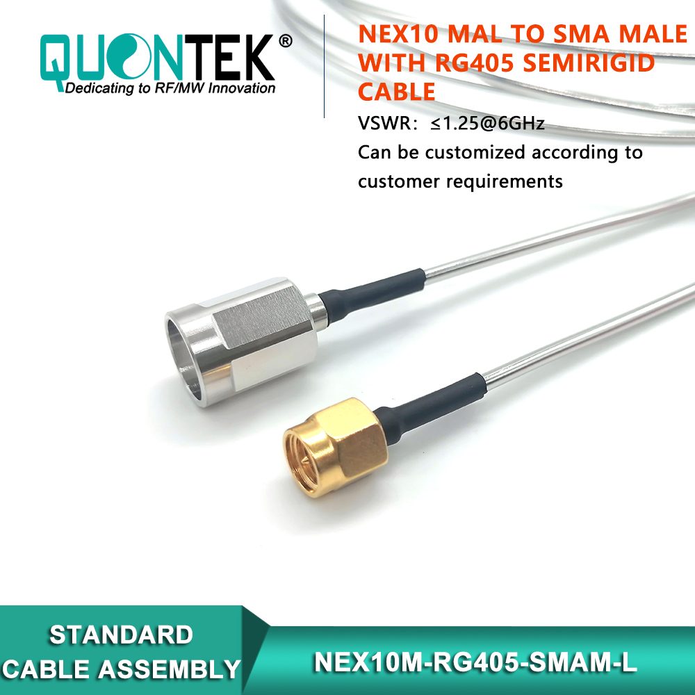 Cable assembly,NEX10 male to SMA Male with RG405 semi-rigid cable