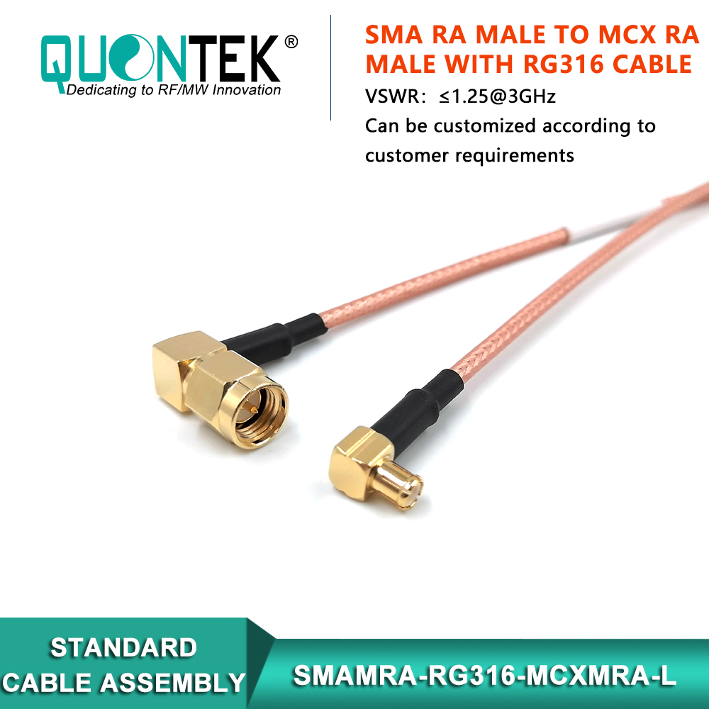 Cable assembly,SMA RA male to MCX RA Male with RG316 cable