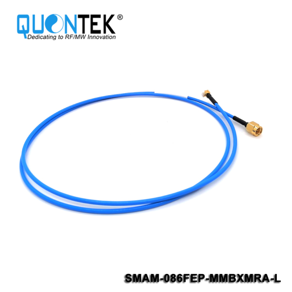 Cable assembly,SMA Male to MMBX RA Male with 086FEP semi-flexible cable