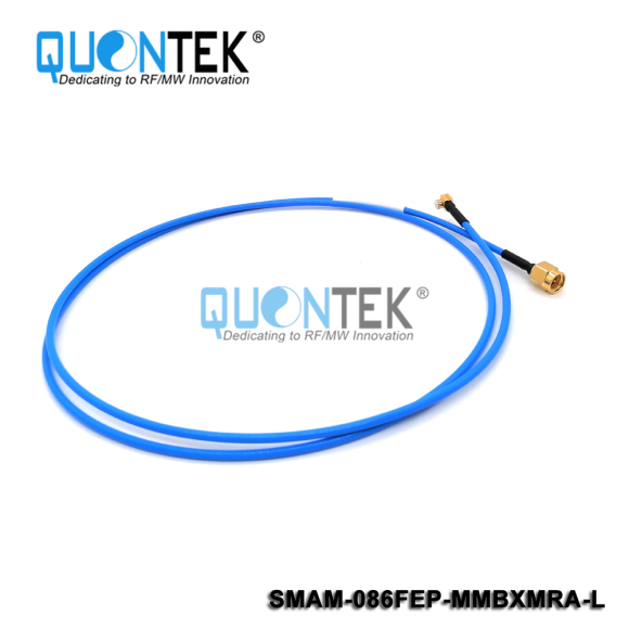 Cable assembly,SMA Male to MMBX RA Male with 086FEP semi-flexible cable