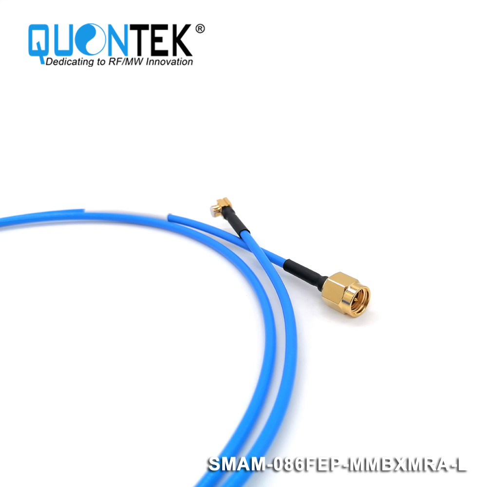 Cable assembly,SMA Male to MMBX RA Male with 086FEP semi-flexible cable
