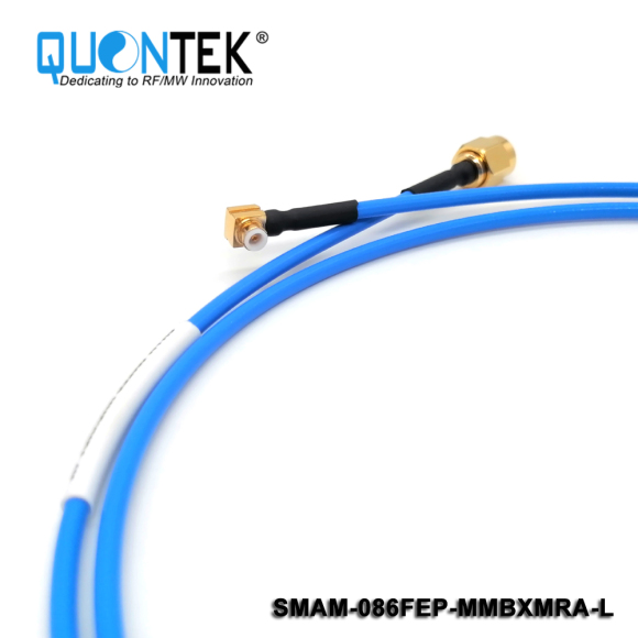 Cable assembly,SMA Male to MMBX RA Male with 086FEP semi-flexible cable