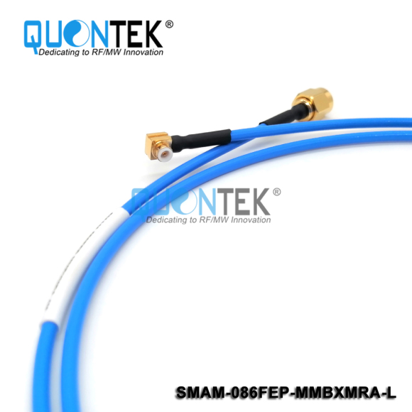 Cable assembly,SMA Male to MMBX RA Male with 086FEP semi-flexible cable