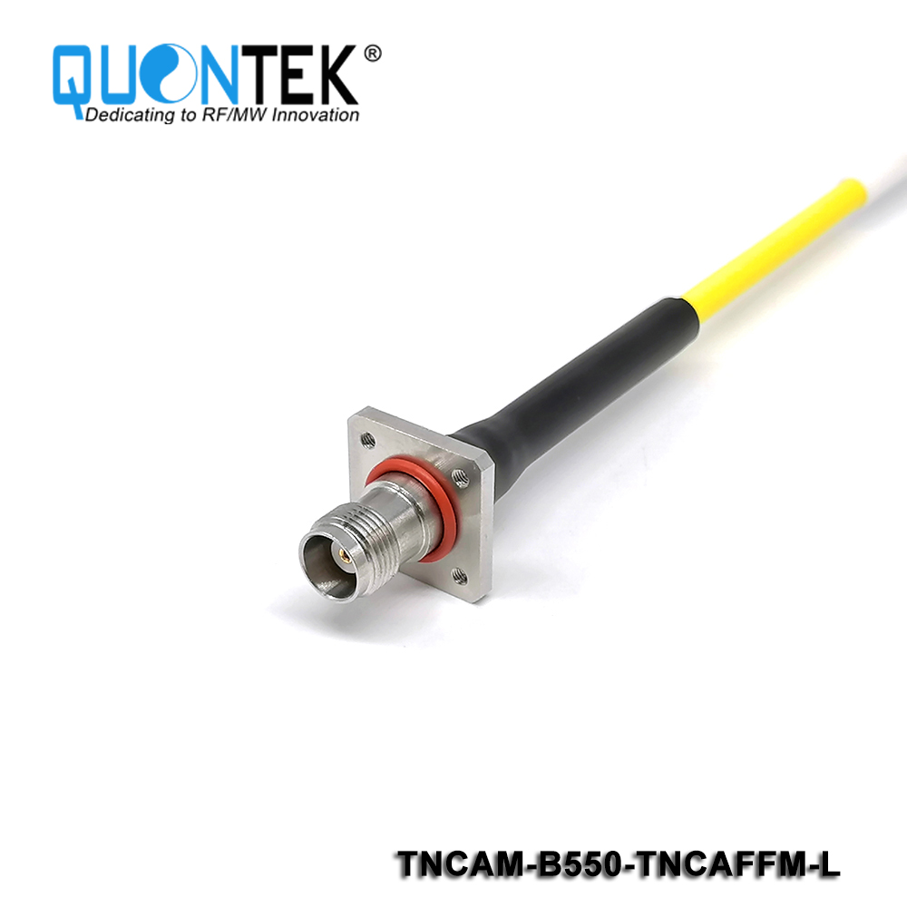 High frequency cable assembly,TNCA male to TNCA Female 4-hole flange mounted with QTB550 cable