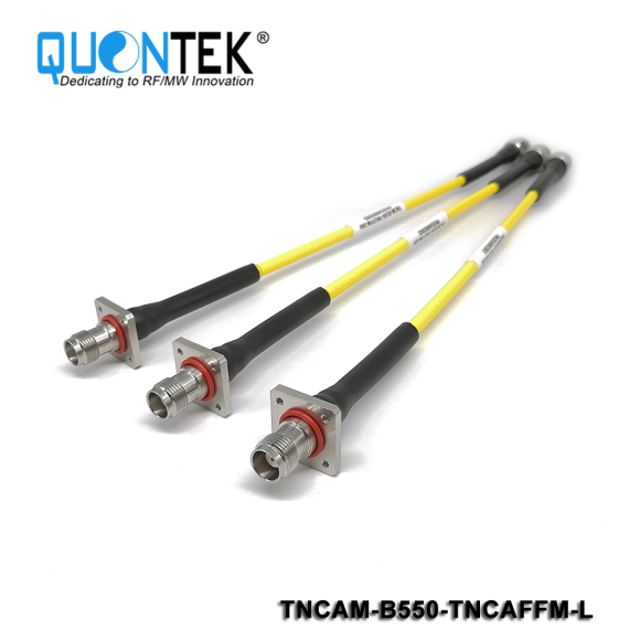 High frequency cable assembly,TNCA male to TNCA Female 4-hole flange mounted with QTB550 cable