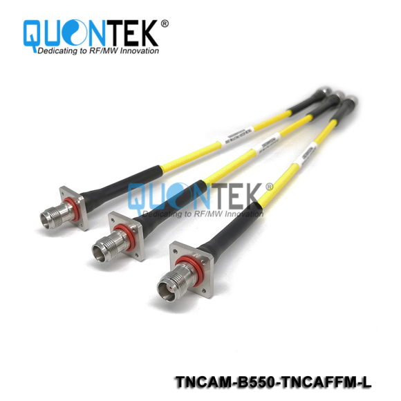 High frequency cable assembly,TNCA male to TNCA Female 4-hole flange mounted with QTB550 cable