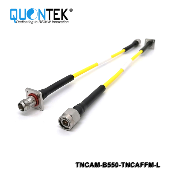 High frequency cable assembly,TNCA male to TNCA Female 4-hole flange mounted with QTB550 cable