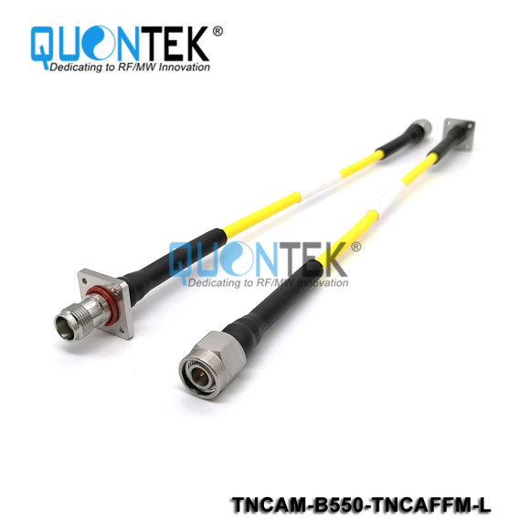 High frequency cable assembly,TNCA male to TNCA Female 4-hole flange mounted with QTB550 cable