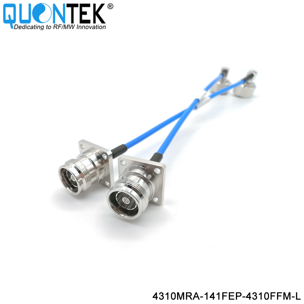 Low PIM Cable Assembly,4.3-10 RA male to 4.3-10 female flange mounted with .141" Cable