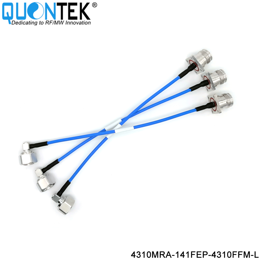 Low PIM Cable Assembly,4.3-10 RA male to 4.3-10 female flange mounted with .141" Cable