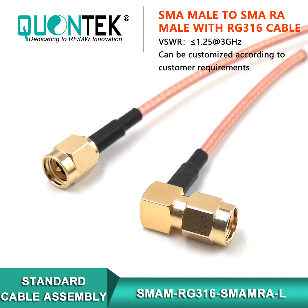 Cable assembly,SMA male to SMA RA Male with RG316 cable