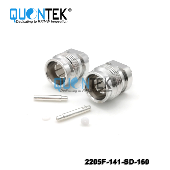 Low PIM connector,2.2-5 Female,.141"/QTC400/RG402 cable,solder type