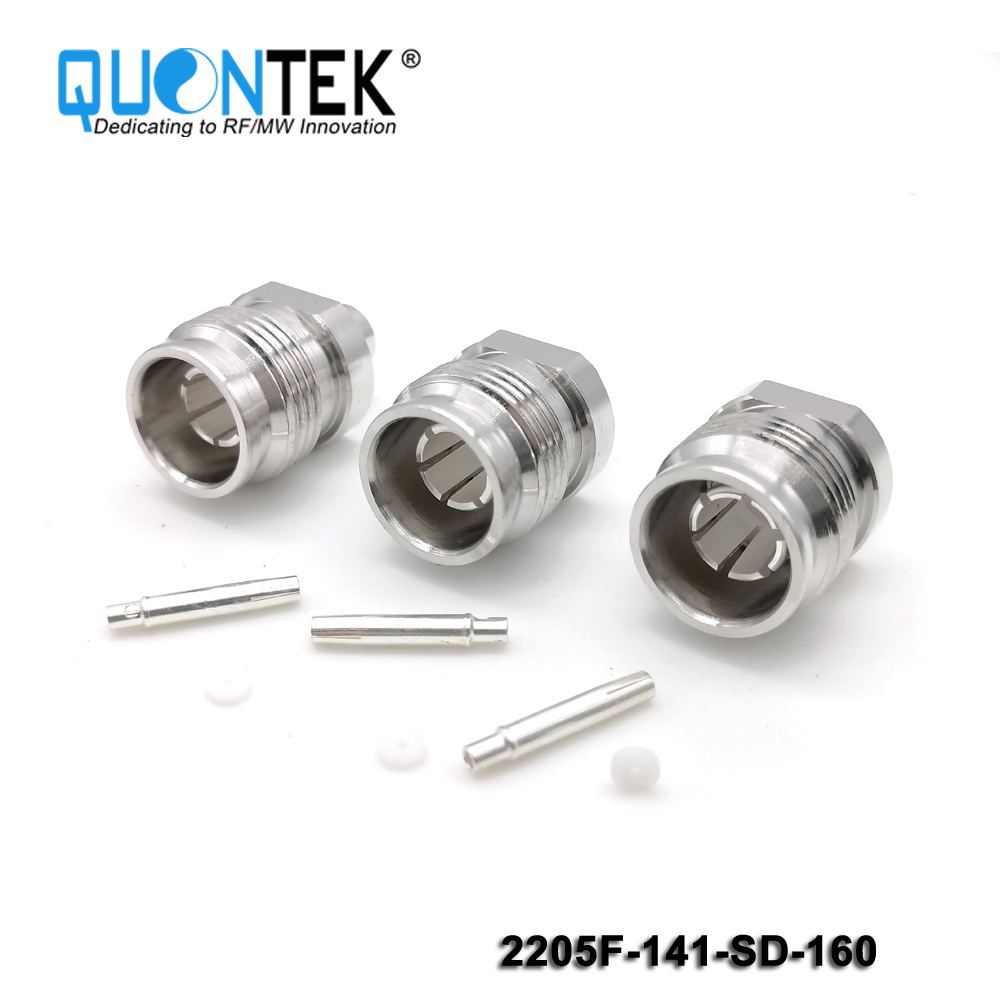 Low PIM connector,2.2-5 Female,.141"/QTC400/RG402 cable,solder type