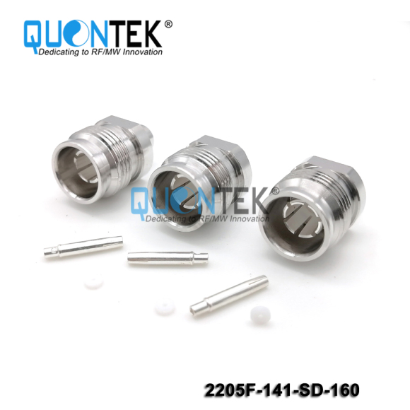 Low PIM connector,2.2-5 Female,.141"/QTC400/RG402 cable,solder type