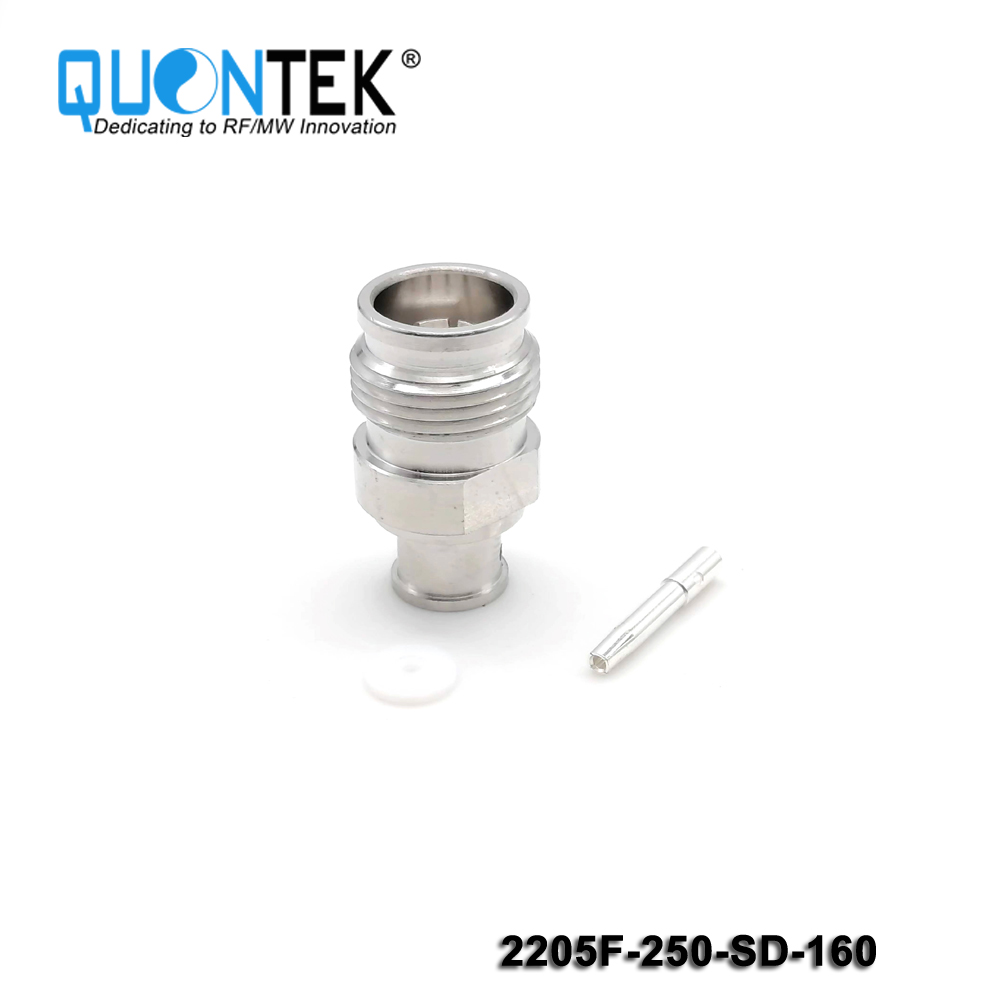 Low PIM connector,2.2-5 Female,.250"/SF250/RG401/Super Flex 1/4" cable,solder type