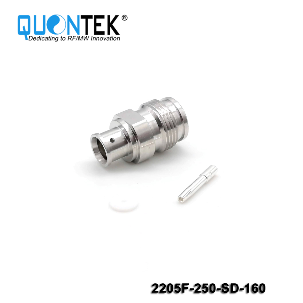 Low PIM connector,2.2-5 Female,.250"/SF250/RG401/Super Flex 1/4" cable,solder type
