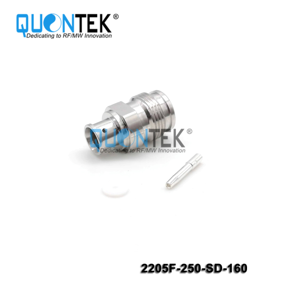 Low PIM connector,2.2-5 Female,.250"/SF250/RG401/Super Flex 1/4" cable,solder type