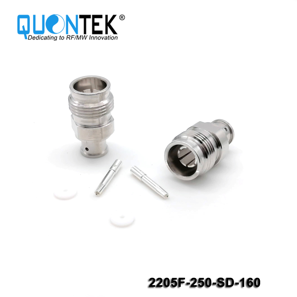 Low PIM connector,2.2-5 Female,.250"/SF250/RG401/Super Flex 1/4" cable,solder type