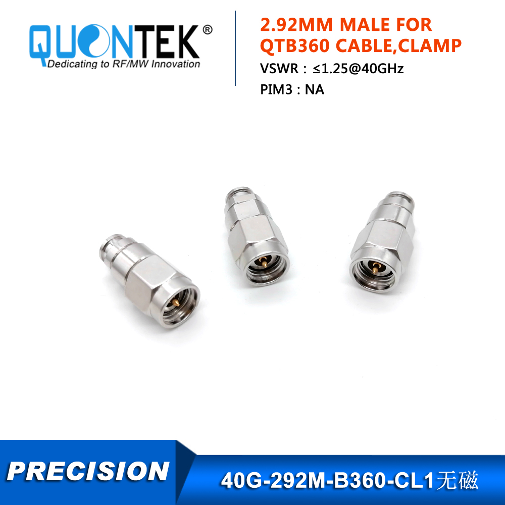 High frequency non-magnetic connector,2.92 Male for QTB360 cable,Clamp type,to 40GHz