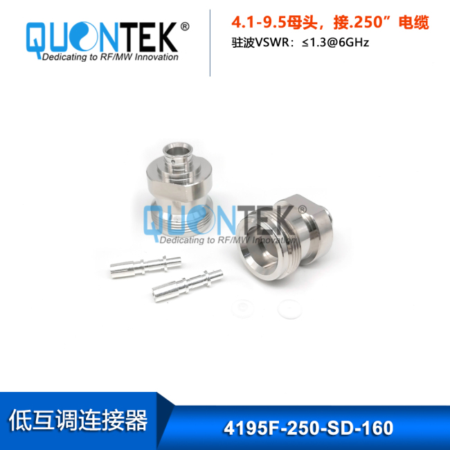 Low PIM Connector,4.1-9.5 female,.250"/RG401/SF250 Cable,Solder Type Low PIM Connector,4.1-9.5 female,.250"/RG401/SF250 Cable,Solder Type