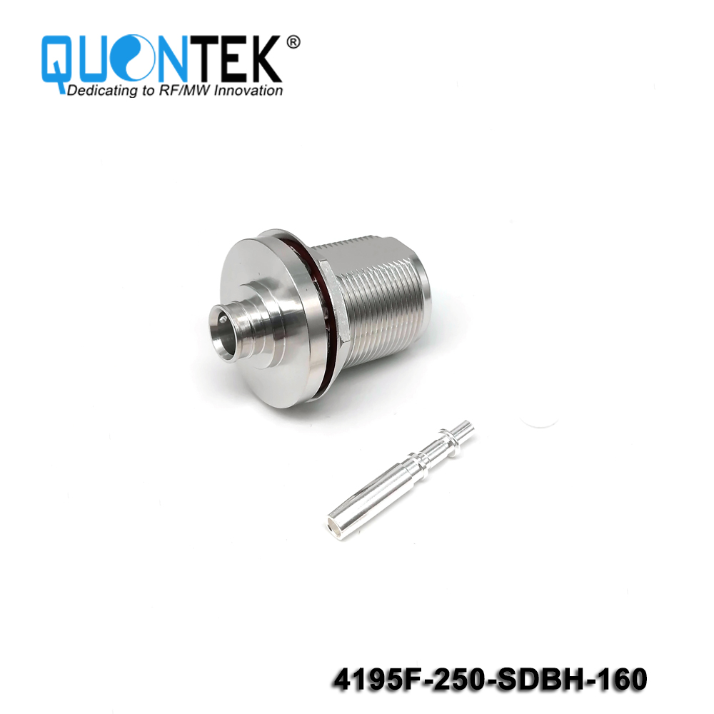 Low PIM Connector,4.1-9.5 female,.250"/RG401/SF250 Cable,Solder Type,Bulkhead mounted