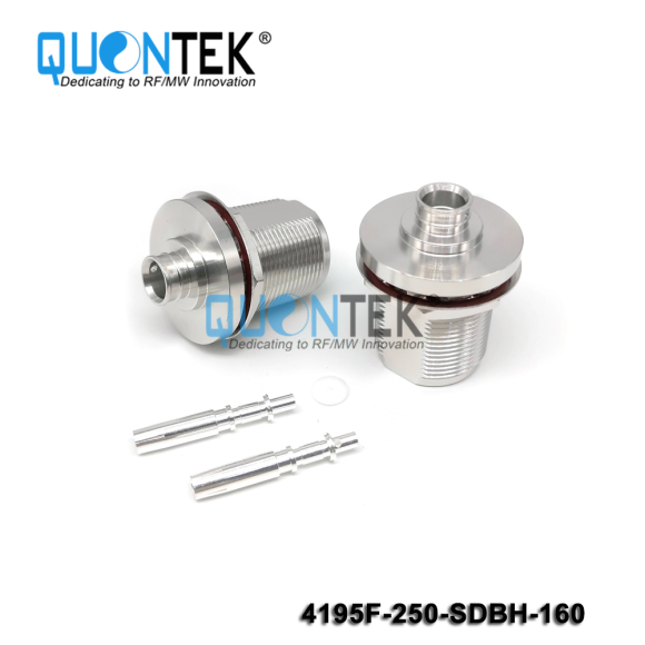 Low PIM Connector,4.1-9.5 female,.250"/RG401/SF250 Cable,Solder Type,Bulkhead mounted