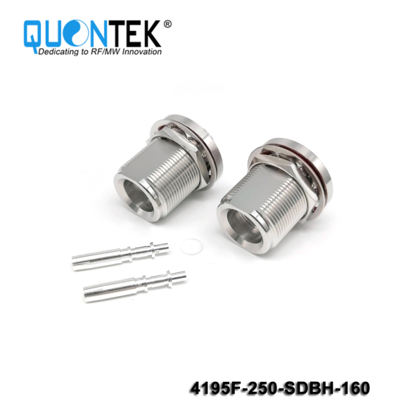 Low PIM Connector,4.1-9.5 female,.250"/RG401/SF250 Cable,Solder Type,Bulkhead mounted