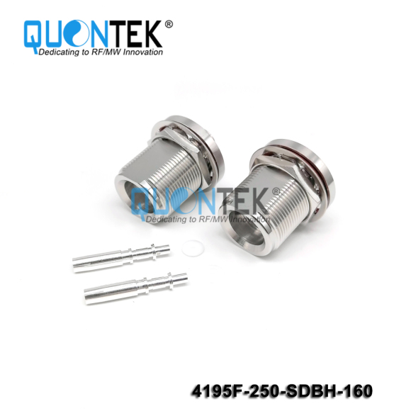Low PIM Connector,4.1-9.5 female,.250"/RG401/SF250 Cable,Solder Type,Bulkhead mounted