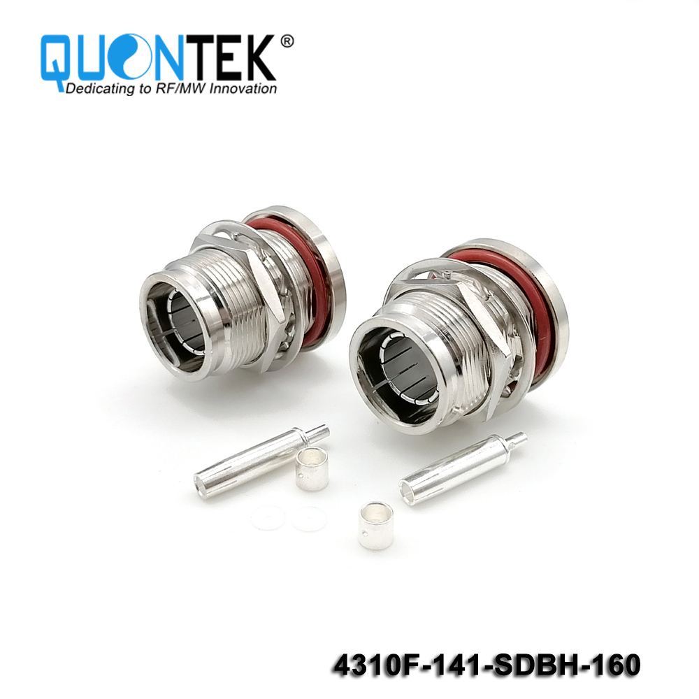 Low PIM Connector,4.3-10 Female for 141/RG402/QTC402 Cable,Bulkhead mounted,Solder Type