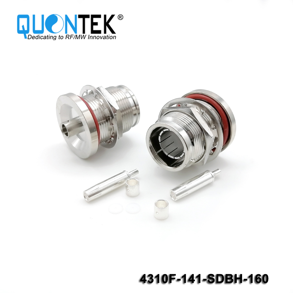 Low PIM Connector,4.3-10 Female for 141/RG402/QTC402 Cable,Bulkhead mounted,Solder Type