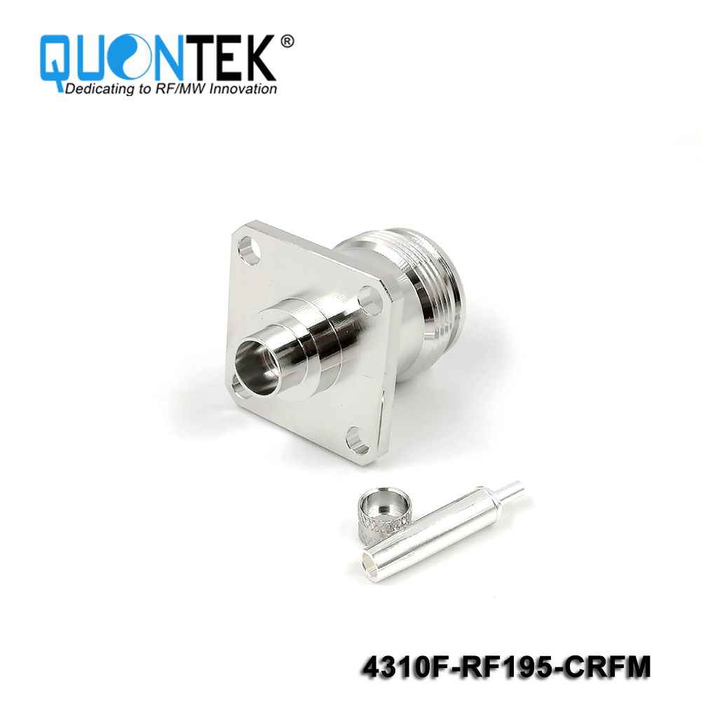 Standard Connector,4.3-10 female,RG58/RG303/RF195 Cable,Crimp Type,Flange mounted