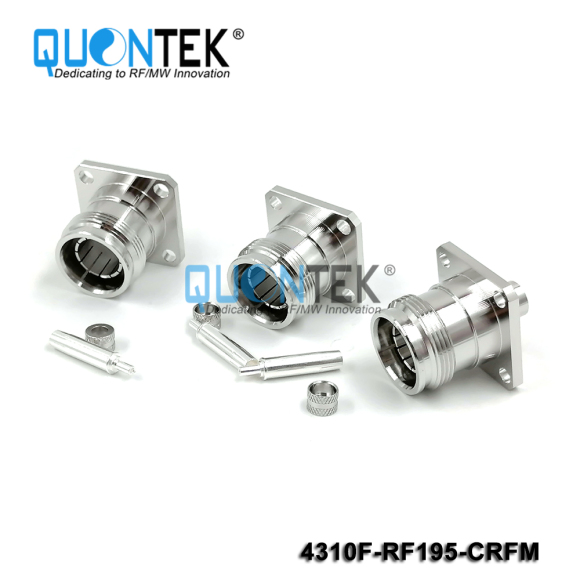 Standard Connector,4.3-10 female,RG58/RG303/RF195 Cable,Crimp Type,Flange mounted