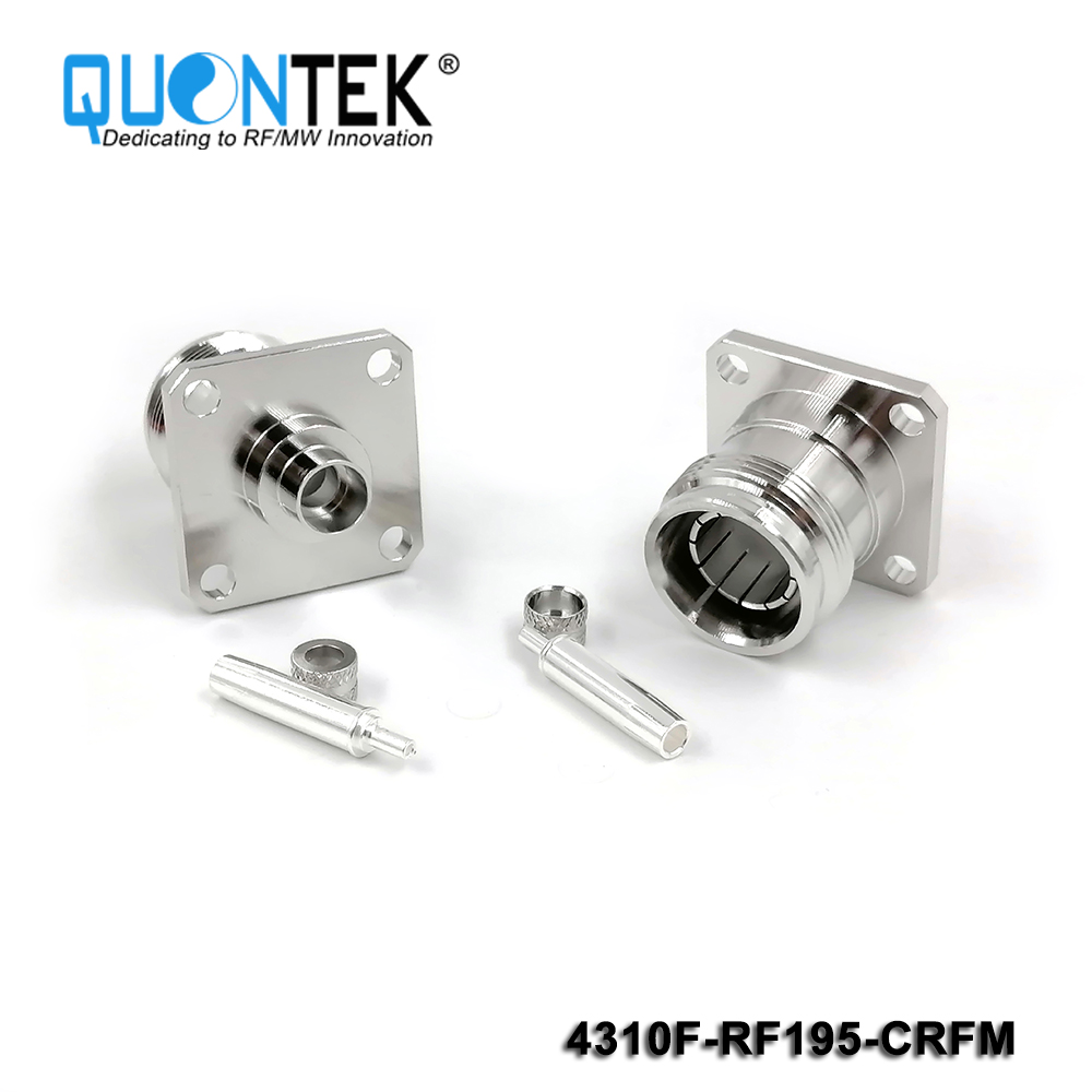 Standard Connector,4.3-10 female,RG58/RG303/RF195 Cable,Crimp Type,Flange mounted