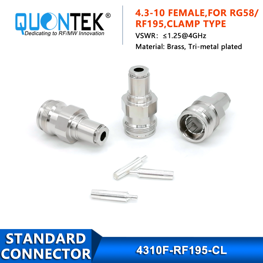 Standard Connector,4.3-10 female,RG58/RG303/RF195 Cable,Clamp Type