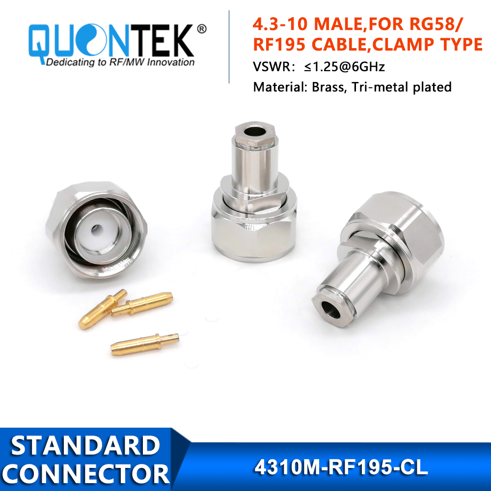 Standard Connector,4.3-10 Male,RG58/RG303/RF195 Cable,Clamp Type