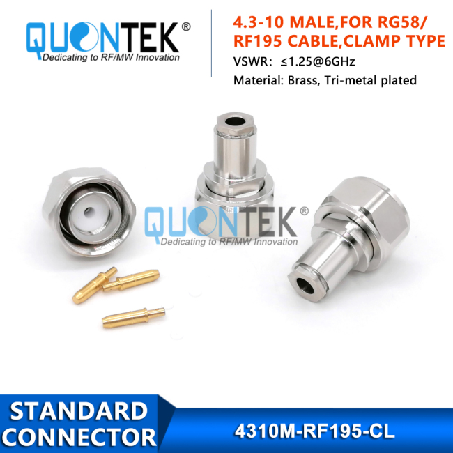 Standard Connector,4.3-10 Male,RG58/RG303/RF195 Cable,Clamp Type Standard Connector,4.3-10 Male,RG58/RG303/RF195 Cable,Clamp Type