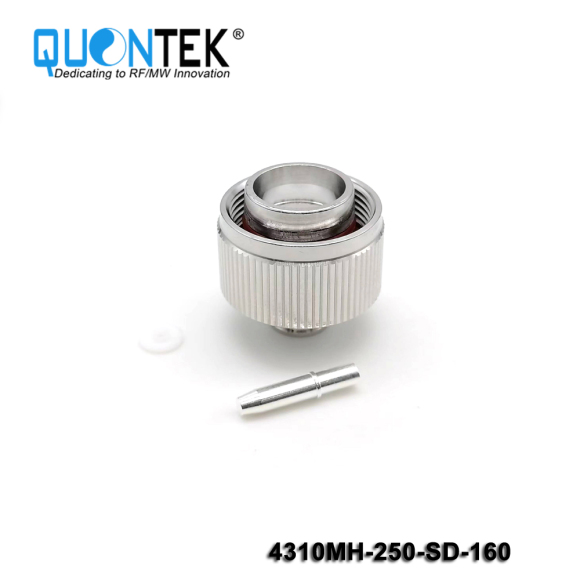 Low PIM Connector,4.3-10 Male,.250"/RG401/SPP250 Cable,Hand Screw,Solder Type