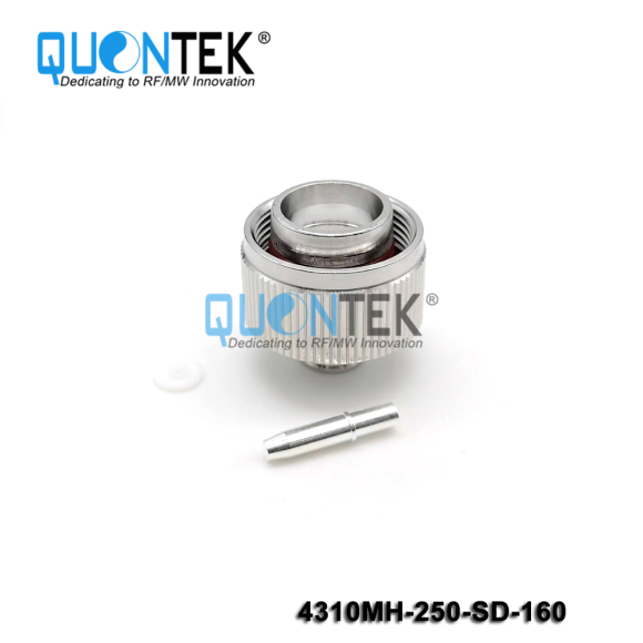 Low PIM Connector,4.3-10 Male,.250"/RG401/SPP250 Cable,Hand Screw,Solder Type