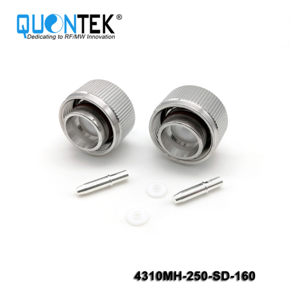 Low PIM Connector,4.3-10 Male,.250"/RG401/SPP250 Cable,Hand Screw,Solder Type
