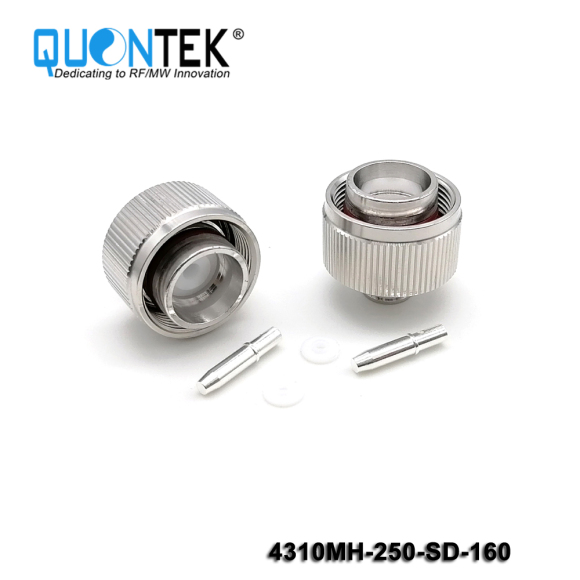 Low PIM Connector,4.3-10 Male,.250"/RG401/SPP250 Cable,Hand Screw,Solder Type