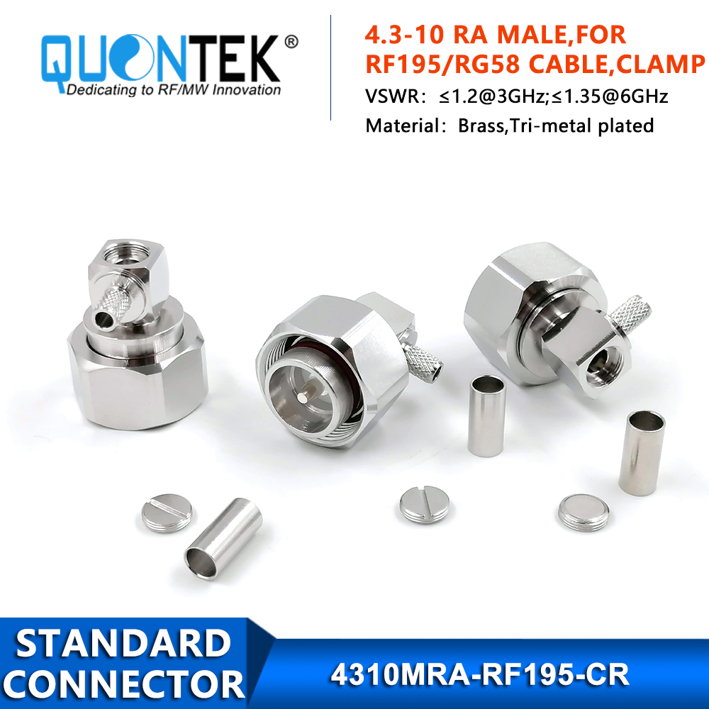 Standard connector,4.3-10 RA Male for RF195 Cable,Crimp type