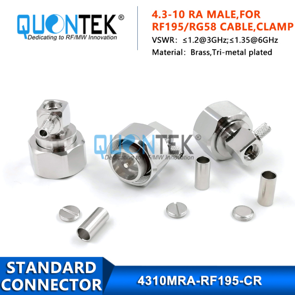 Standard connector,4.3-10 RA Male for RF195 Cable,Crimp type Standard connector,4.3-10 RA Male for RF195 Cable,Crimp type