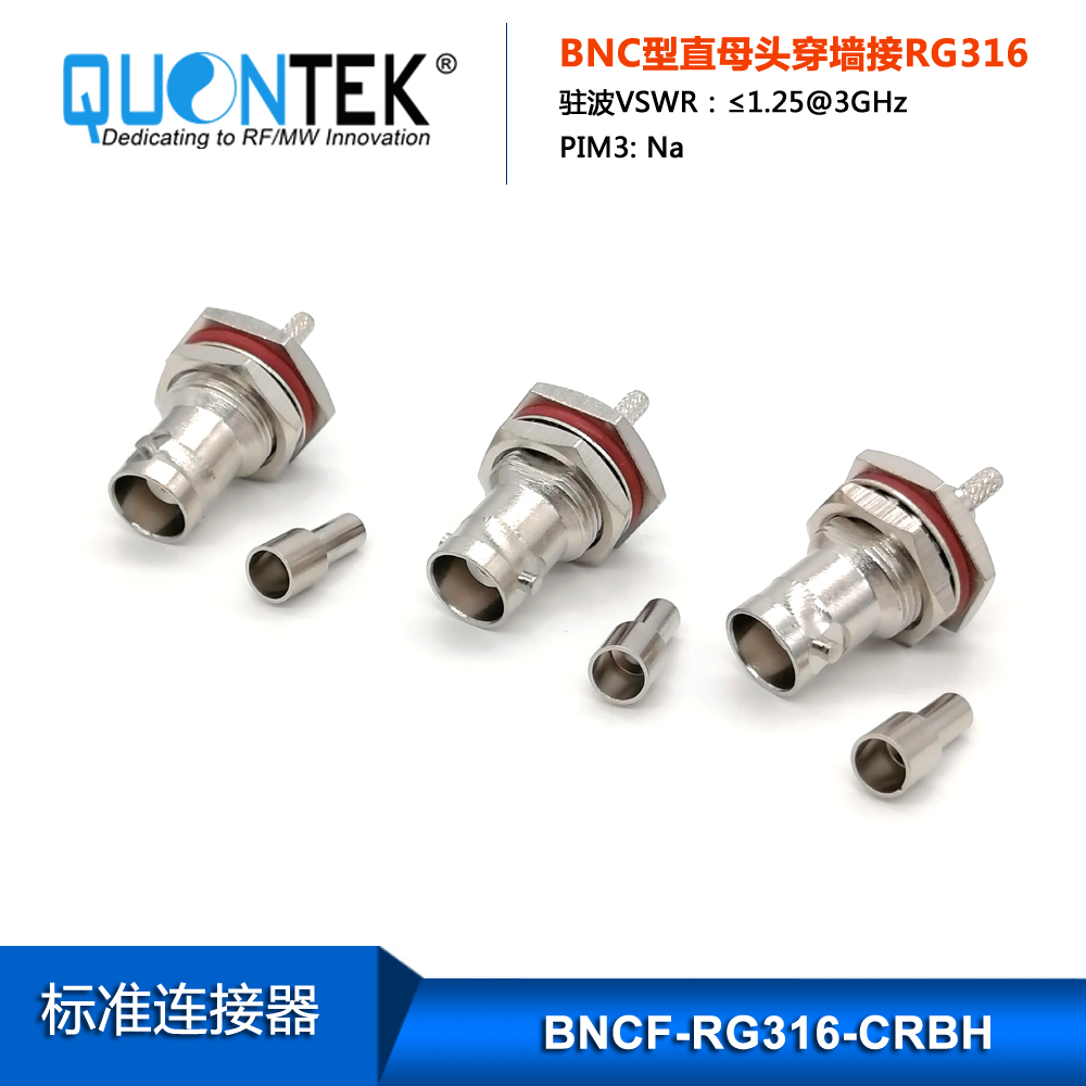 Standard connector,BNC Female,Bulkhead mounted,for RG316,RG174,LMR100 cable