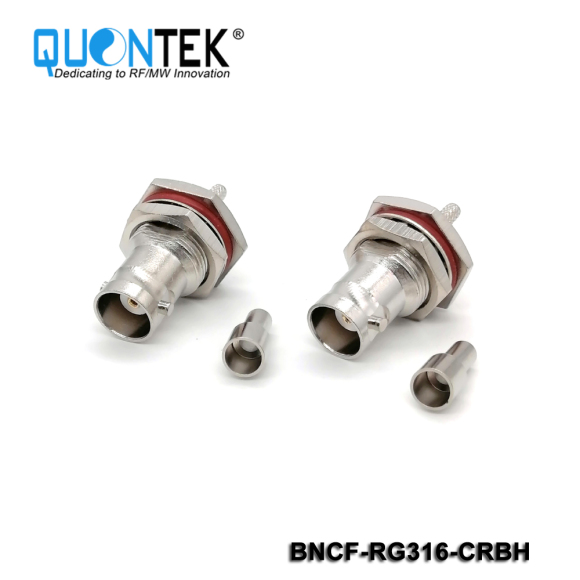 Standard connector,BNC Female,Bulkhead mounted,for RG316/RG174/RF100 cable
