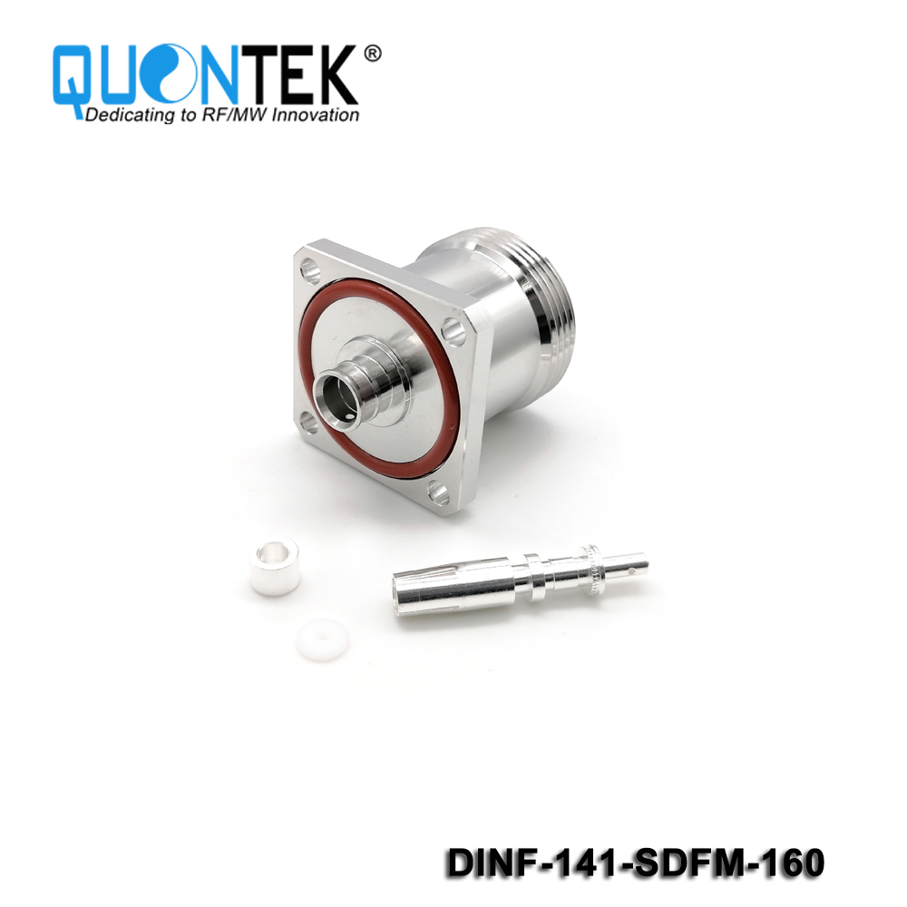 Low PIM Connector,DIN female,Flange mounted,.141"/RG402/QTC400 Cable,Solder Type