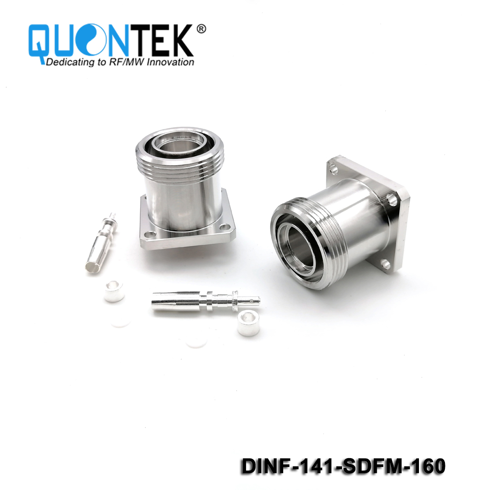 Low PIM Connector,DIN female,Flange mounted,.141"/RG402/QTC400 Cable,Solder Type