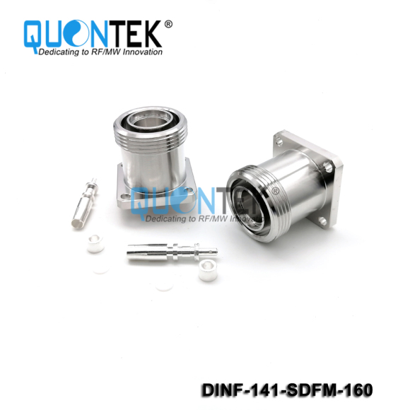 Low PIM Connector,DIN female,Flange mounted,.141"/RG402/QTC400 Cable,Solder Type